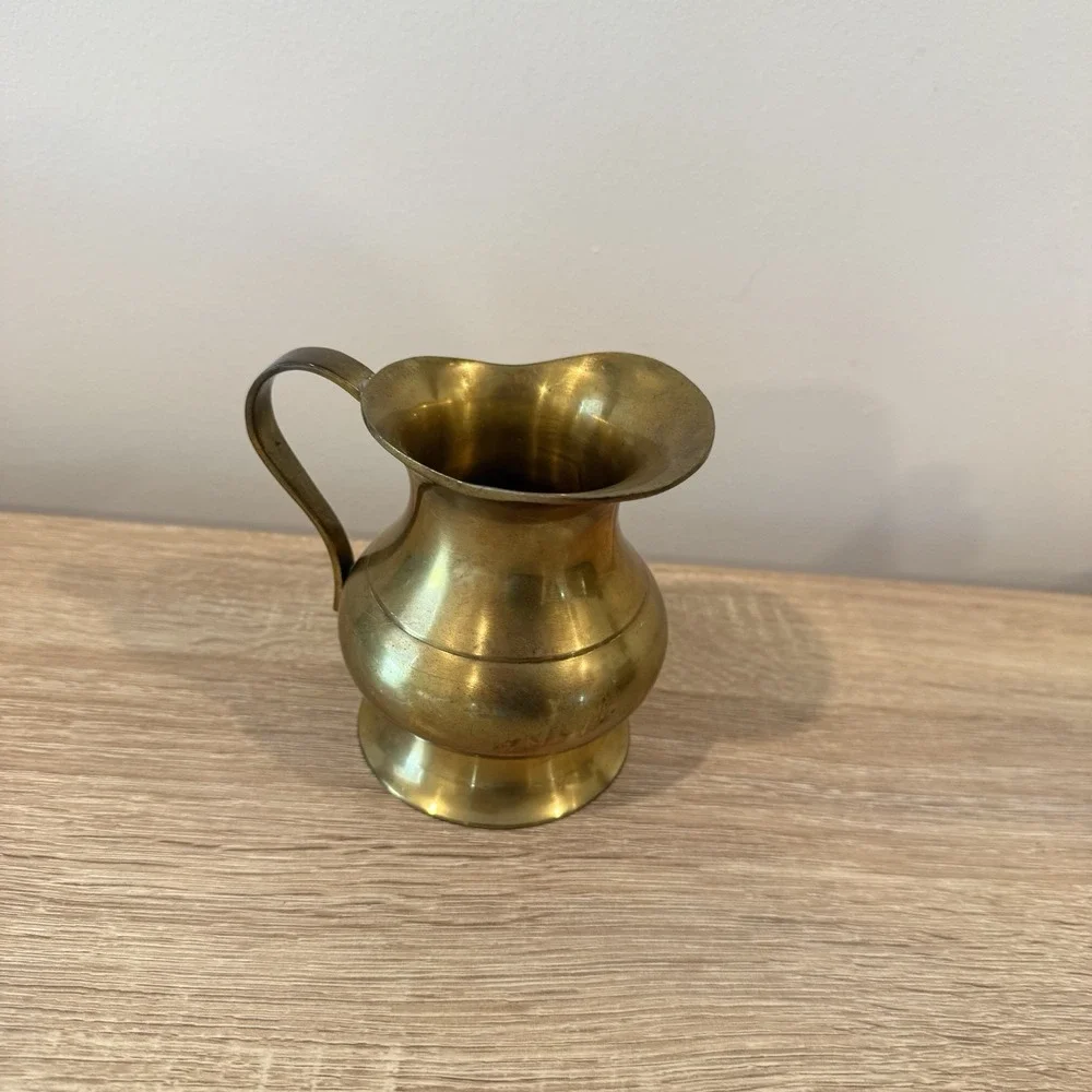 Vintage Brass Pitcher with Handle Water Jug 4.5